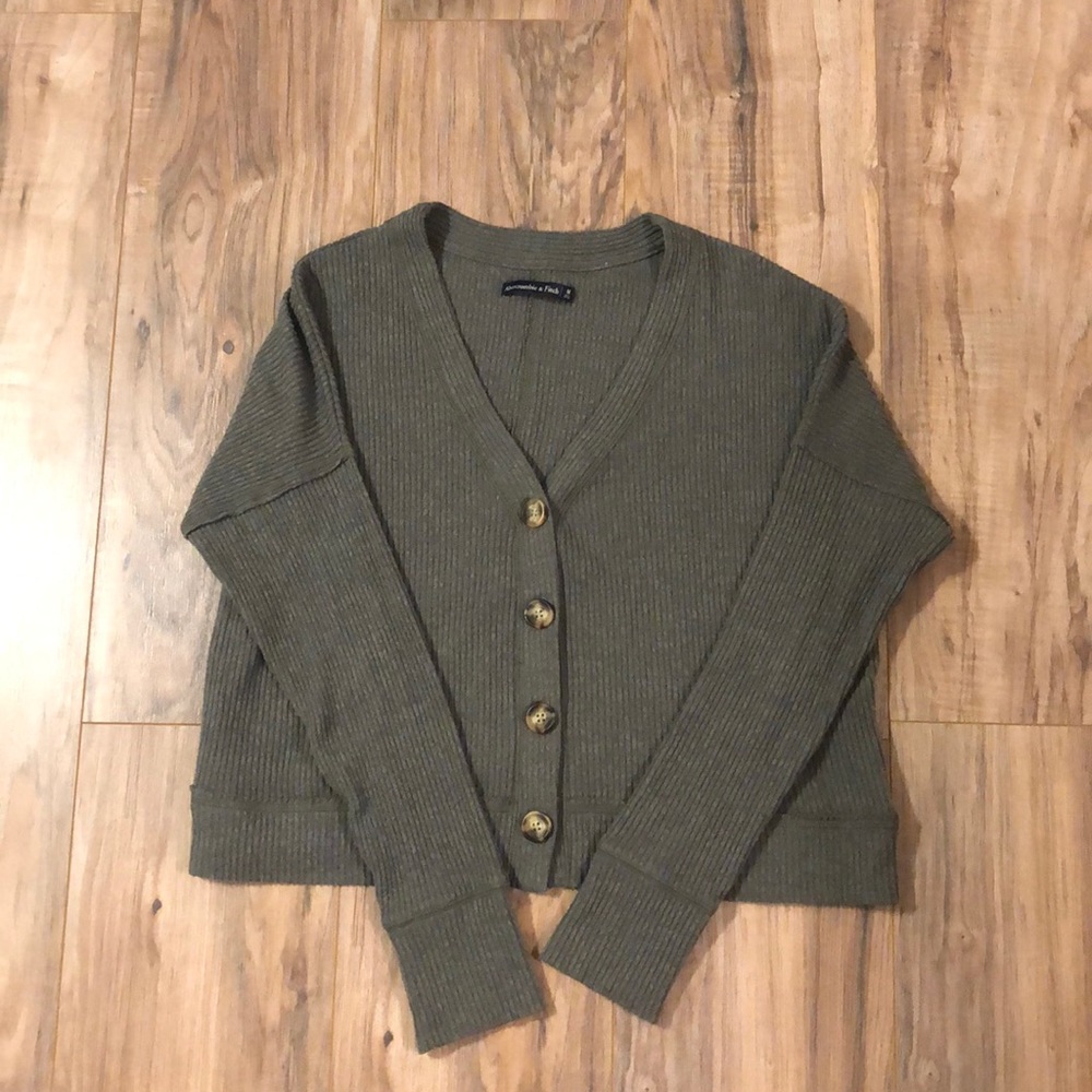 V-neck button up sweater